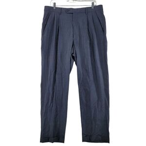 Guabello Pants Mens 34 Gray Wool Super 150s Relaxed Fit Double Pleated (34x28.5)